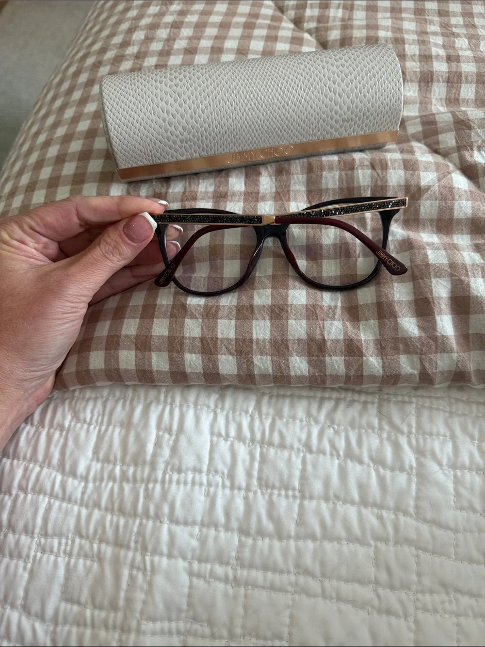 Jimmy Choo Black and Gold Cat-Eye Glasses